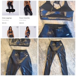 Glossy Bombshell set. Gently worn. Top is a medium. Leggings are Xs.